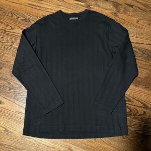 Vintage 90s Structure Classic Black Cotton Ribbed Long Sleeve Shirt Made in USA